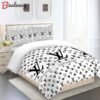 Comforter sets golden with and black logo louis vuitton bedding set  home decoration Bedding Sets