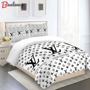 Comforter sets golden with and black logo louis vuitton bedding set  home decoration Bedding Sets