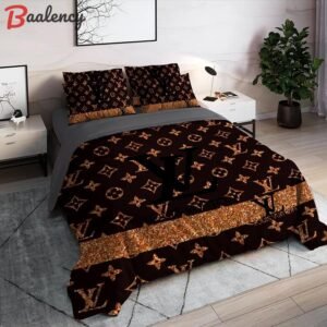 Louis vuitton brown luxury brand high end premium bedding set home decor Bedding Sets