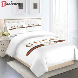 Gucci   white and brown luxury bed sheets Bedding Sets bedspread bed linen duvet covers bedclothes blankets bedroom idea home decor sheets