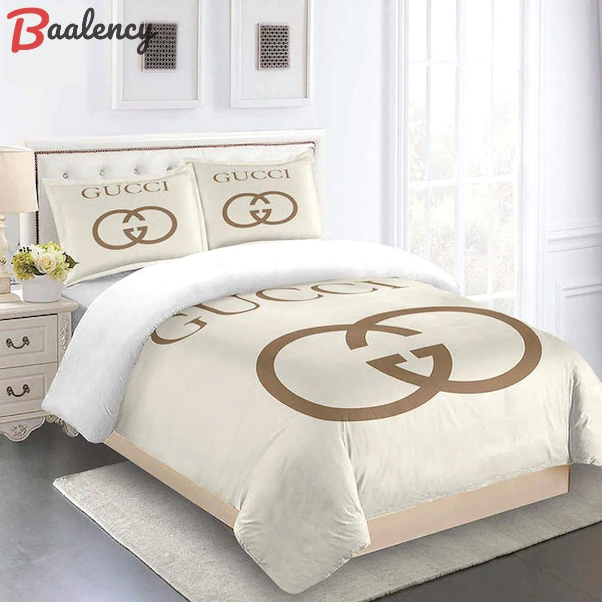 Gucci beige luxury brand high-end Bedding Sets sheets bedclothes bedspread blankets home decor duvet bed linen bedroom idea covers