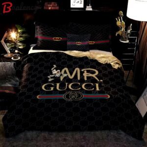 Gucci mr mickey fashion logo luxury brand premium bedding sets, bedroom decor , thanksgiving decorations for home Bedding Sets