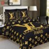 Louis vuiton black golden paris logo luxury brand  Bedding Sets blankets Bedroom ideas bedclothes covers duvet home decor bedspread bed linen sheets
