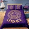 Versace violet hot new luxury brand bedding sets bedspread duvet cover set, bedroom decor , thanksgiving decorations for home best luxury bed sets gift thankgivings and christmas Bedding Sets