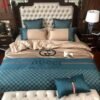 Gucci beige blue luxury brand     Bedding Sets sheets bedclothes blankets duvet bed linen home decor bedspread covers bedroom idea