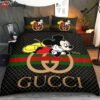 Gucci mickey fashion logo luxury brand premium bedding sets, bedroom decor , thanksgiving decorations for home Bedding Sets