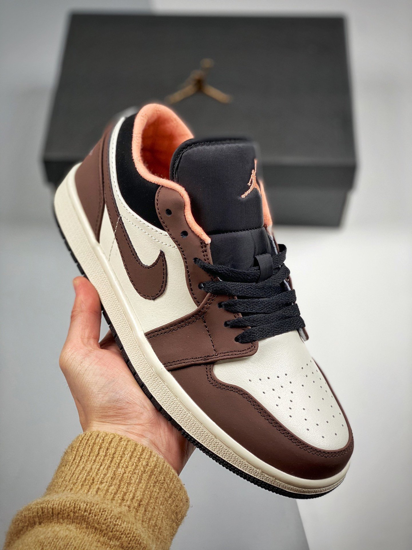 Air Jordan 1 Low Light Chocolate/Black-Sail-Crimson Bliss DC6991-200