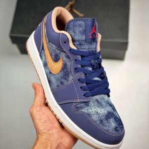 Air Jordan 1 Low ” Denim” Midnight Navy/University Red-White-Hemp