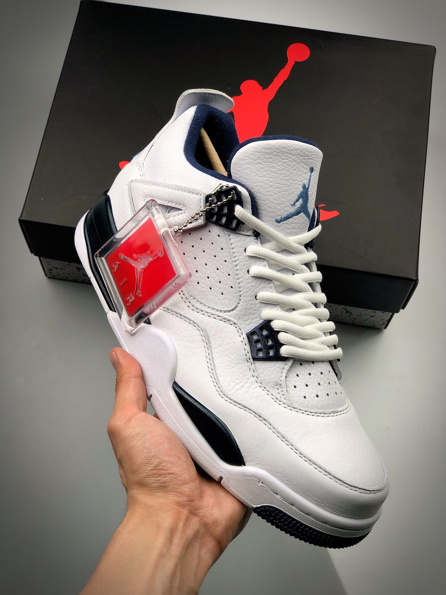 Air Jordan 4 Retro White/Legend Blue-Midnight Navy