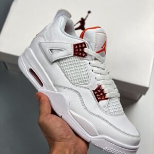Air Jordan 4 White/Team Orange-Metallic Silver