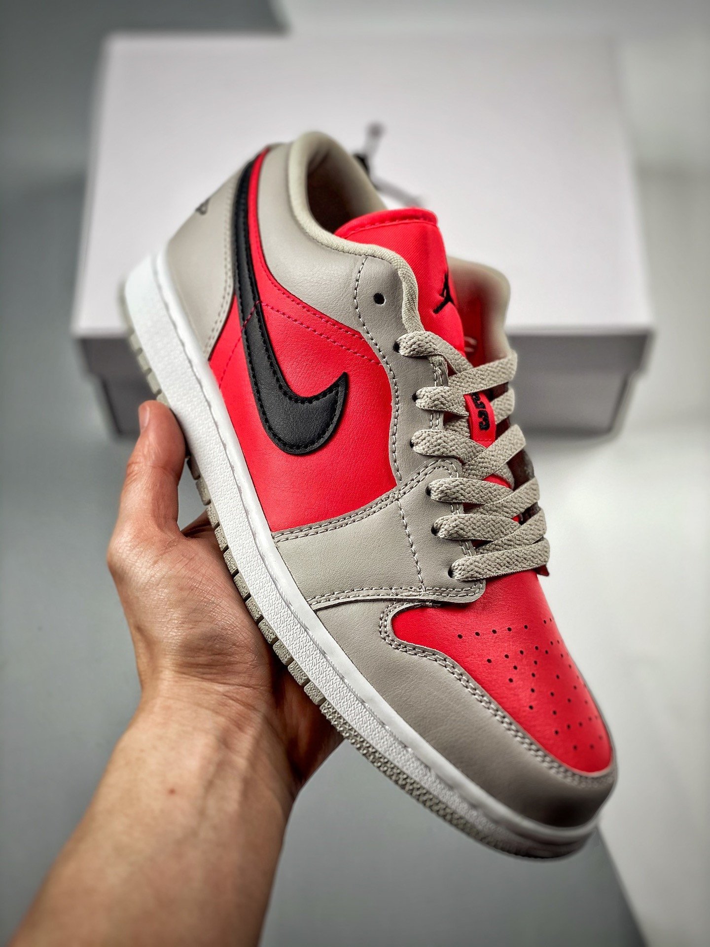 Air Jordan 1 Low Light Iron Ore/Black-Siren Red