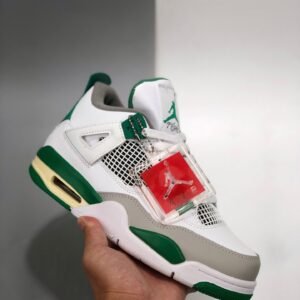 Air Jordan 4 White/Pine Green-Neutral Grey-Muslin