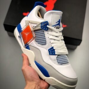 Air Jordan 4 Retro White/Neutral Grey-Military Blue 308497-105