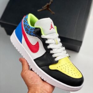 Air Jordan 1 Low Black/Light Fusion Red-White-Coast