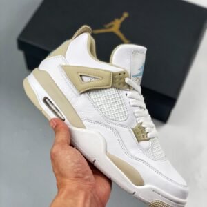 Air Jordan 4 ” Linen” White/Boarder Blue-Light Sand