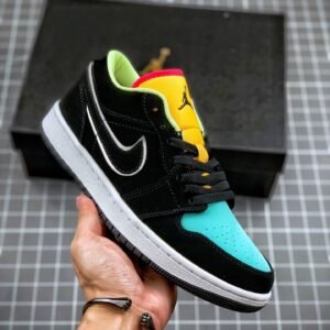 Air Jordan 1 Low Black Yellow Turquoise