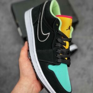 Air Jordan 1 Low Black/Aurora Green/Laser Orange