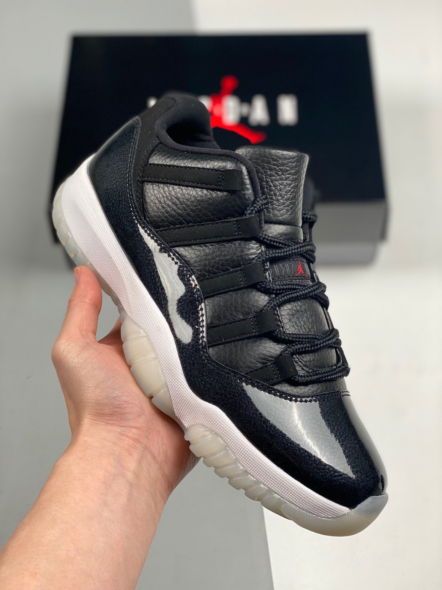 Air Jordan 11 Low “72-10” Black/Gym Red/White/Sail