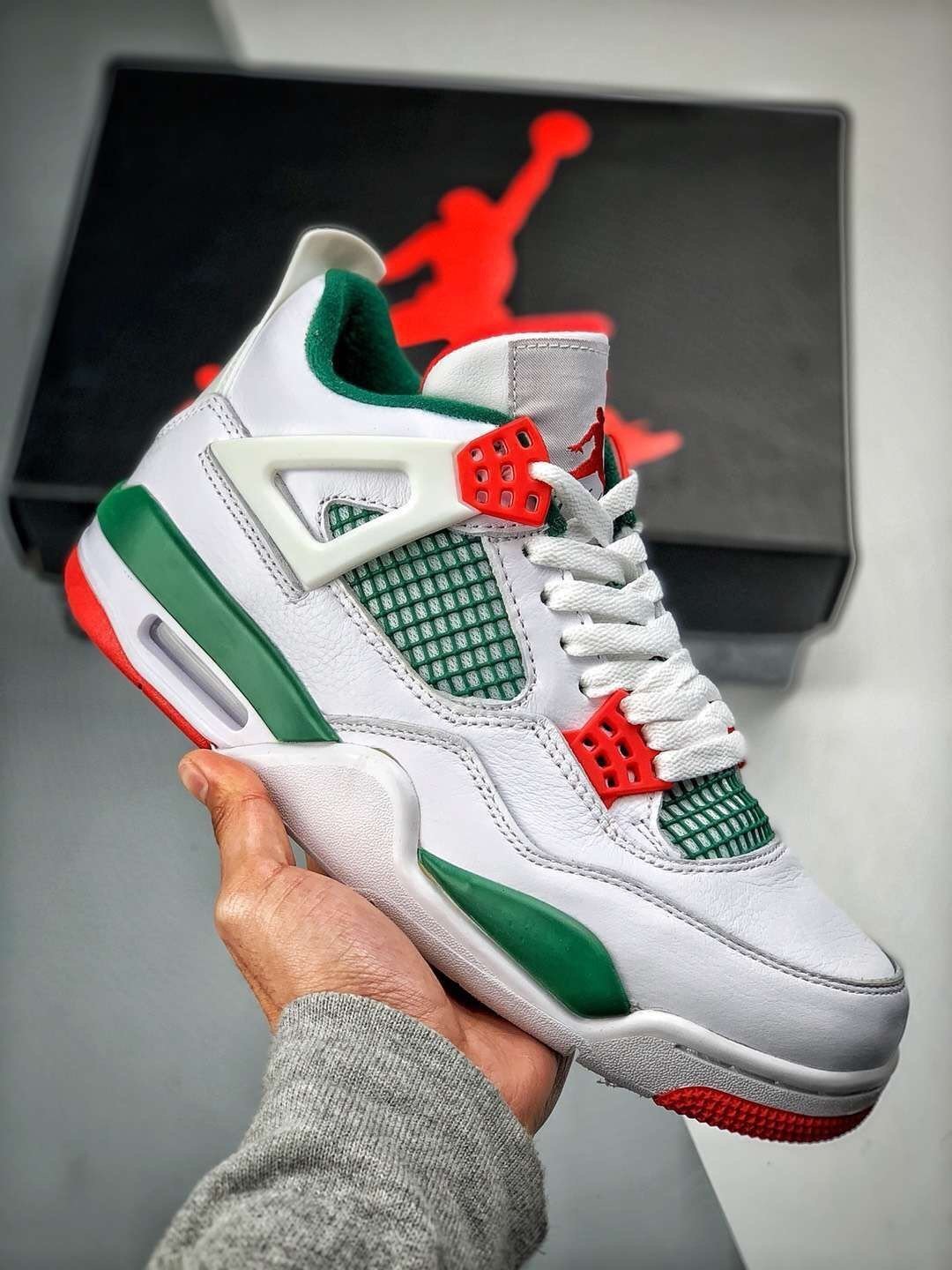 Air Jordan 4 Retro ” Do The Right Thing” White/Gorge Green-Varsity Red