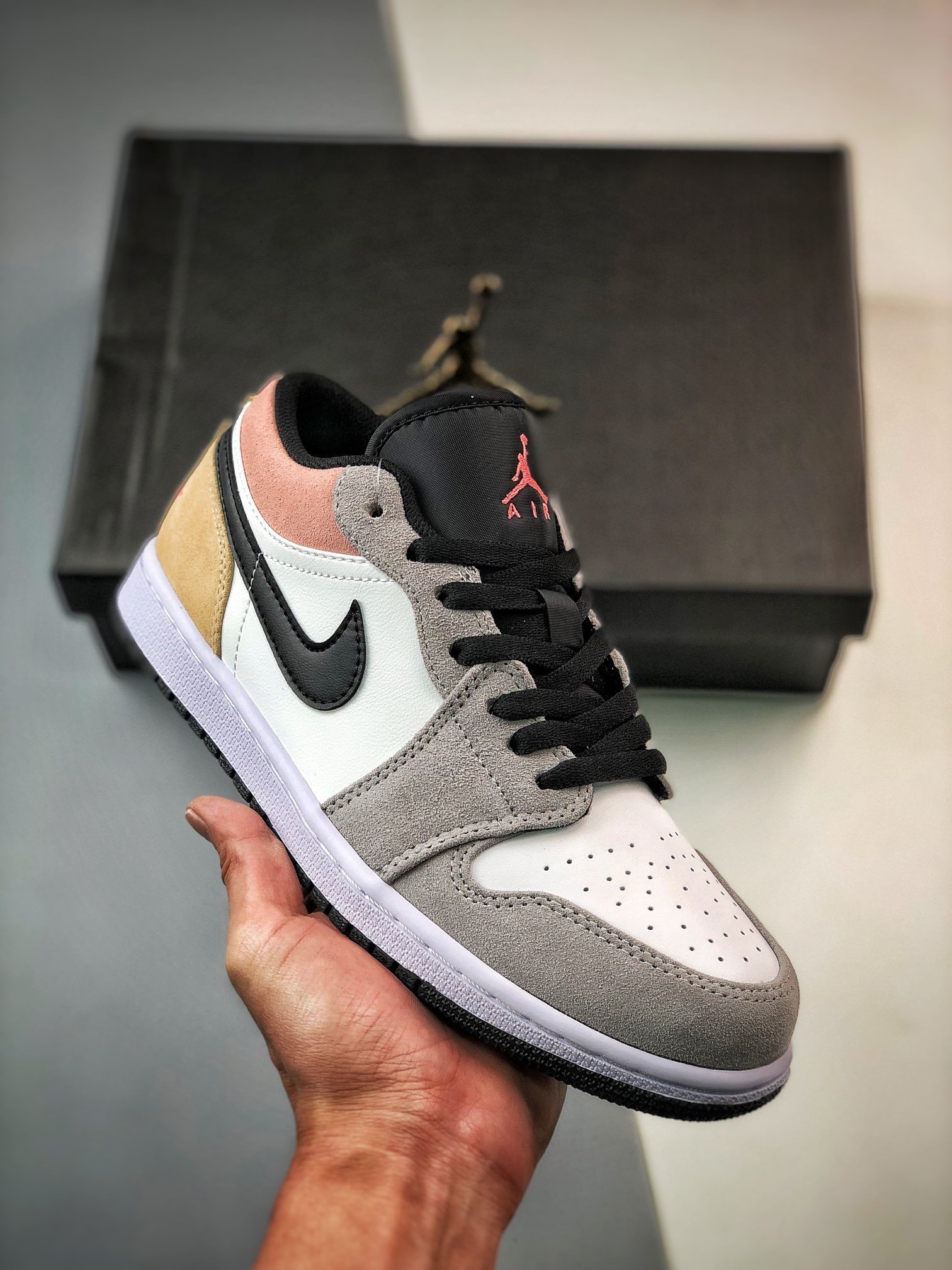 Air Jordan 1 Low Black/Magic Ember-Sundial-White DX4334-008