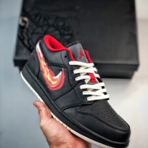 Air Jordan 1 Low ” Born To Fly” Black/White-Fitness Red FJ7073-010