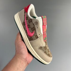 Air Jordan 1 Low Slip x Gucci - Color Light Red - 06DHLH12-209 - Full Size 36-46