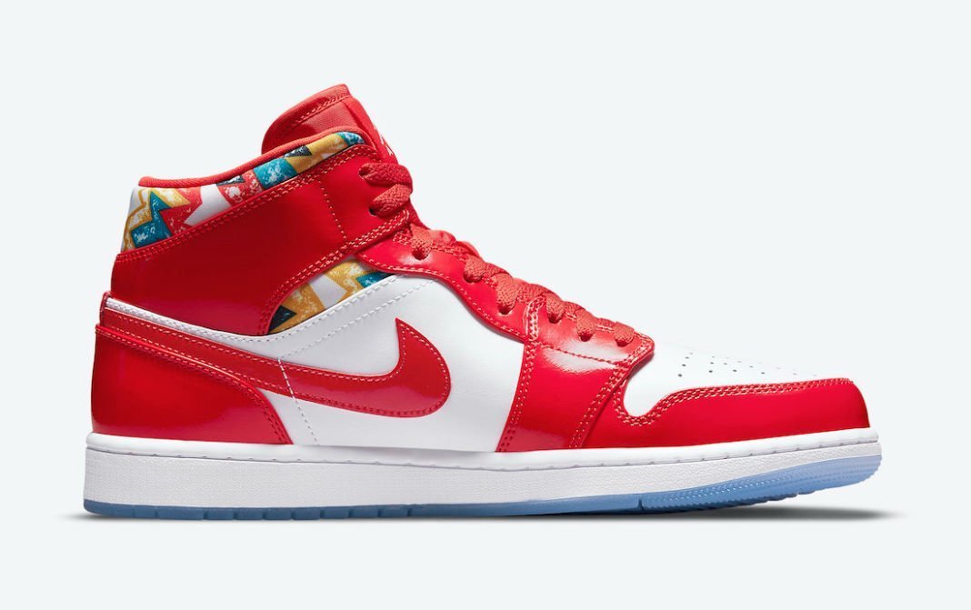 Air Jordan 1 Mid Gets Swathed in Geometric Prints DC7294-600 - Image 3