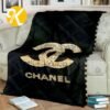 Chanel Big Golden Logo With Diamond In Black Background Blanket