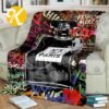 Chanel No.5 Black Perfume Bottle With Colorful Mixed Media In Black Background Blanket