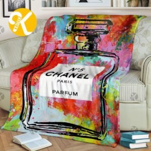 Chanel No.5 Parfum In Colorful Watercolor Effect Background Blanket