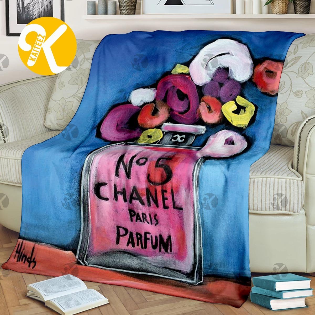 Chanel No.5 Parfum Vintage Drawing Artwork Blanket