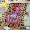 Chanel No.5 Pink Bottle In Leopard Print Background Blanket