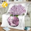 Chanel Perfume Bottle With Hydrangea In White Background Blanket