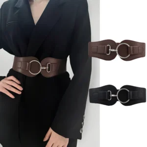 Luxury Wide Elastic Women's Waist Belt Exquisite Vintage Buckle Leather Belt LB_L_07
