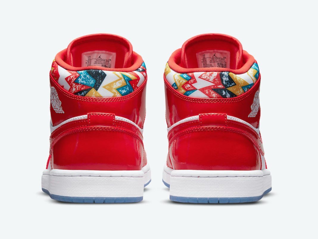 Air Jordan 1 Mid Gets Swathed in Geometric Prints DC7294-600 - Image 5