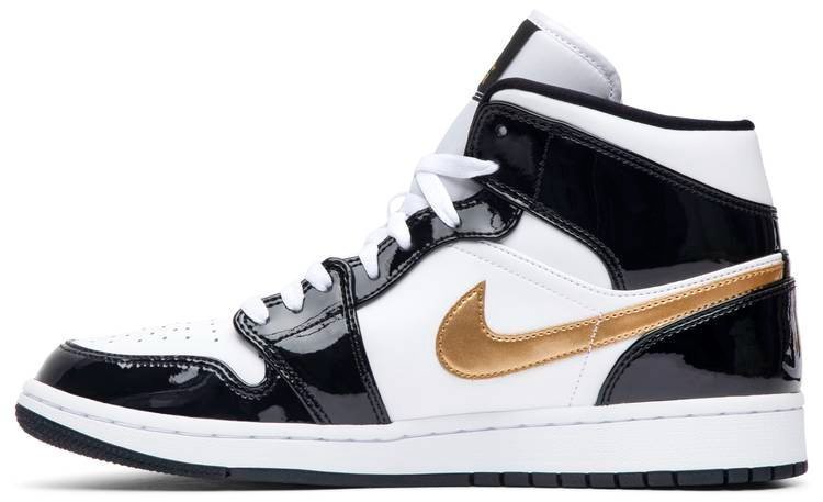 Air Jordan 1 Mid Patent 'Black Gold' 852542-007 - Image 2