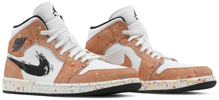 Air Jordan 1 Mid SE 'Brushstroke Paint Splatter' DA8005-100 - Image 3