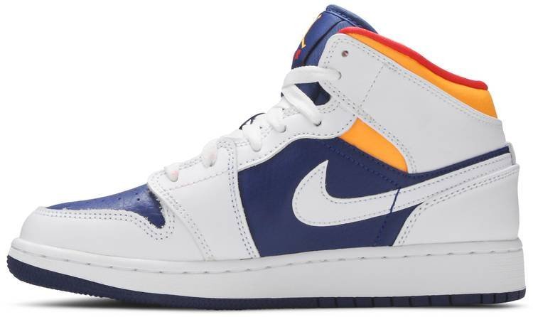 Air Jordan 1 Mid GS 'White Deep Royal Blue' 554725-131 - Image 2