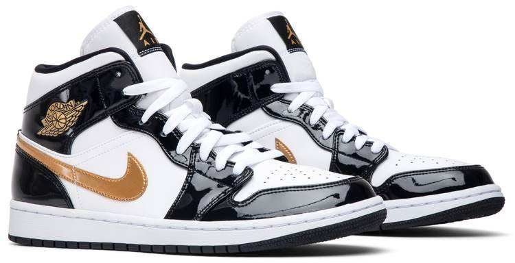Air Jordan 1 Mid Patent 'Black Gold' 852542-007 - Image 3