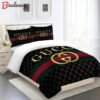 Gucci fashion logo limited luxury brand bedding sets, bedroom decor , thanksgiving decorations for home 15 best luxury bed sets gift thankgivings and christmas Bedding Sets