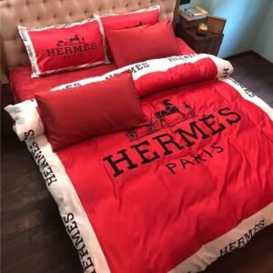 Hermes paris red luxury brand premium bedding set bedspread duvet cover set home decor Bedding Sets