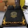 Versace logo new luxury fashion brand bedding sets bedspread duvet cover set best luxury bed sets gift thankgivings and christmas Bedding Sets