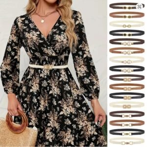 Summer Fashion Women Belts SH024 PU Leather Thin Elastic Waist Belt Slim Waistband