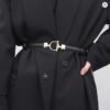 Retro Thin Belt for Women PU Leather Metal Buckle Waistband Ladies Female Coat Dress Adjustable Wild Waist Strap